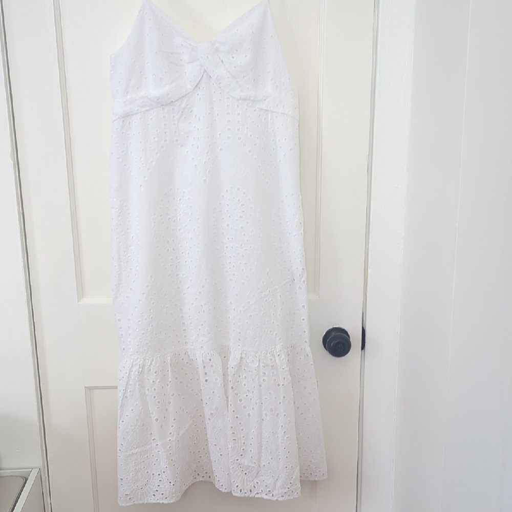 Women's Simply Vera Vera Wang White Eyelet Midi Dress Size L NWT